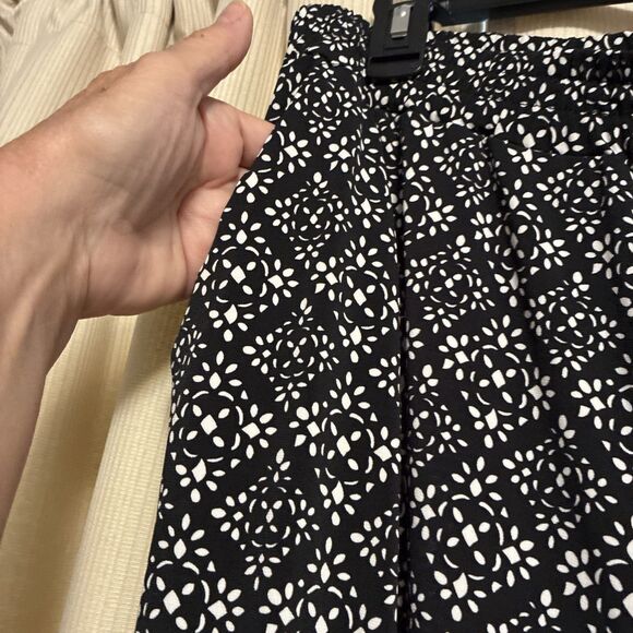 Ny Collection Womens XL Knit Wide Leg Pull On Pants Black Abstract Print - Picture 5 of 11